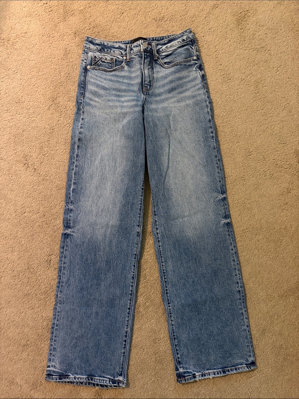 Buckle Light Blue Wide-Leg Women's Jeans